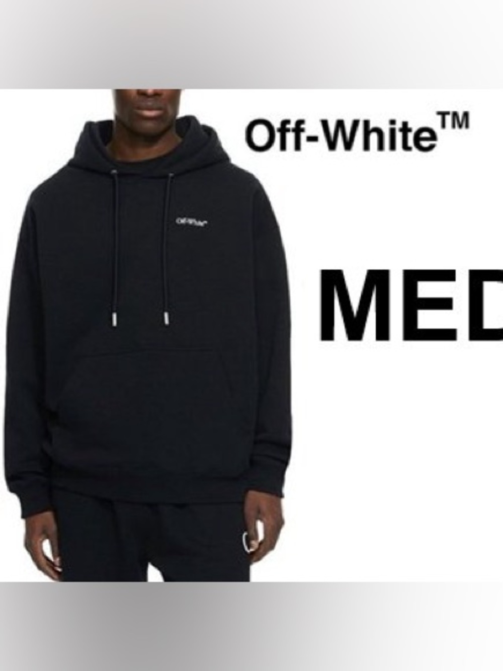 Off-White Black Pullover Hoodie with Small Chest Logo